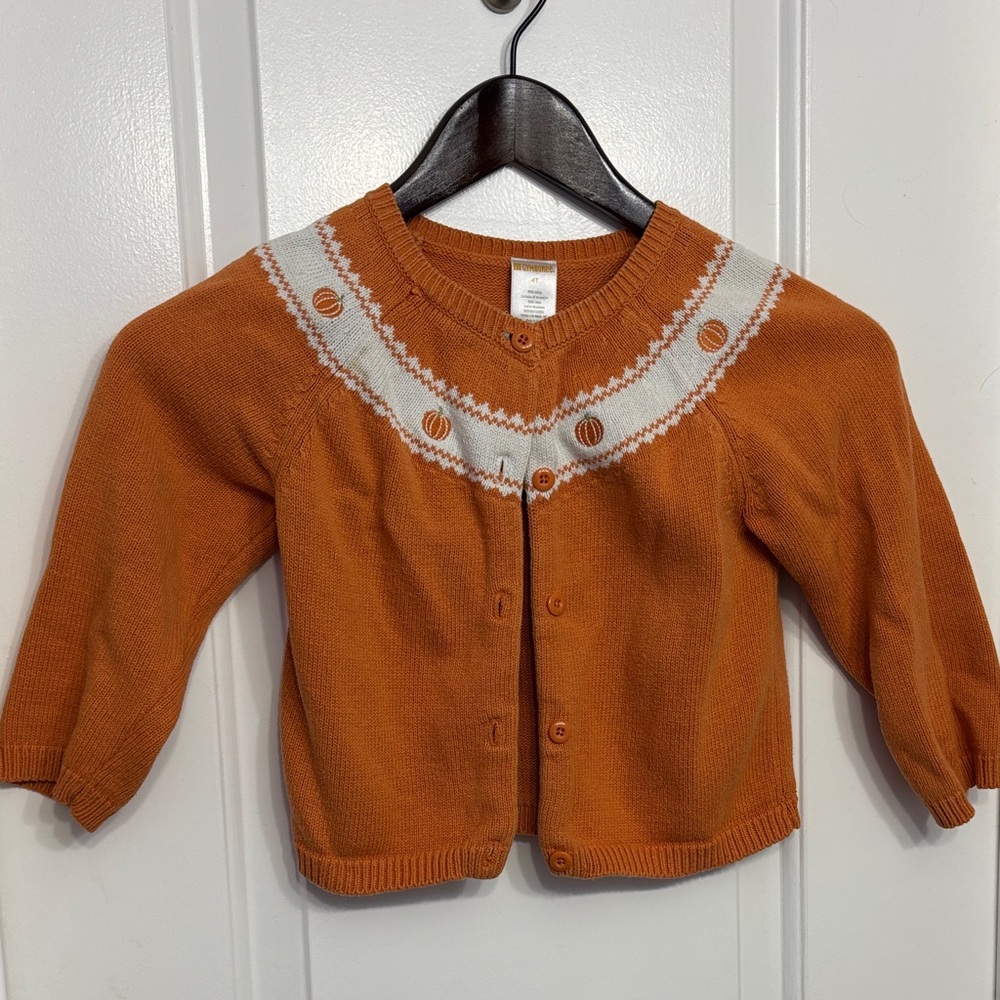 Gymboree Kids Orange Pumpkin Cardigan Sweater